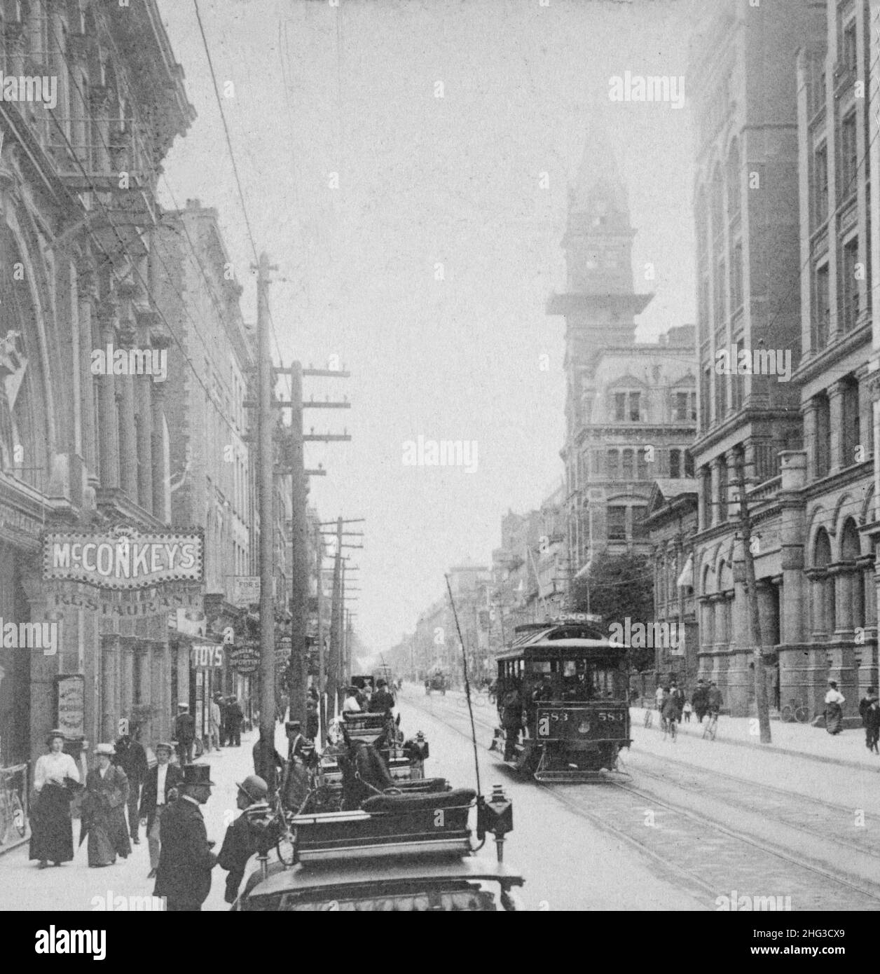 Photo d'époque de King Street.Vue vers l'ouest.Toronto, Canada.1900 Banque D'Images