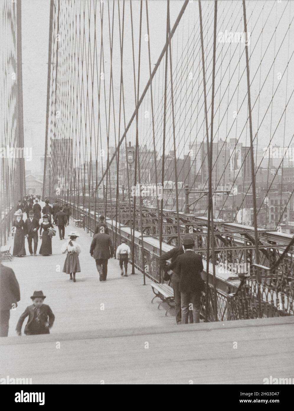 Photo d'époque du pont de Brooklyn.New York.ÉTATS-UNIS.Fin du 19th siècle Banque D'Images