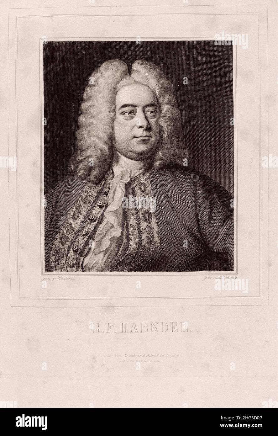 Portrait de George Frideric Handel.1835-1850, par Lazarus Gottlieb Sichling (1812-1863) – artiste graphique.George Frideric Handel (Georg Friederich Hän Banque D'Images