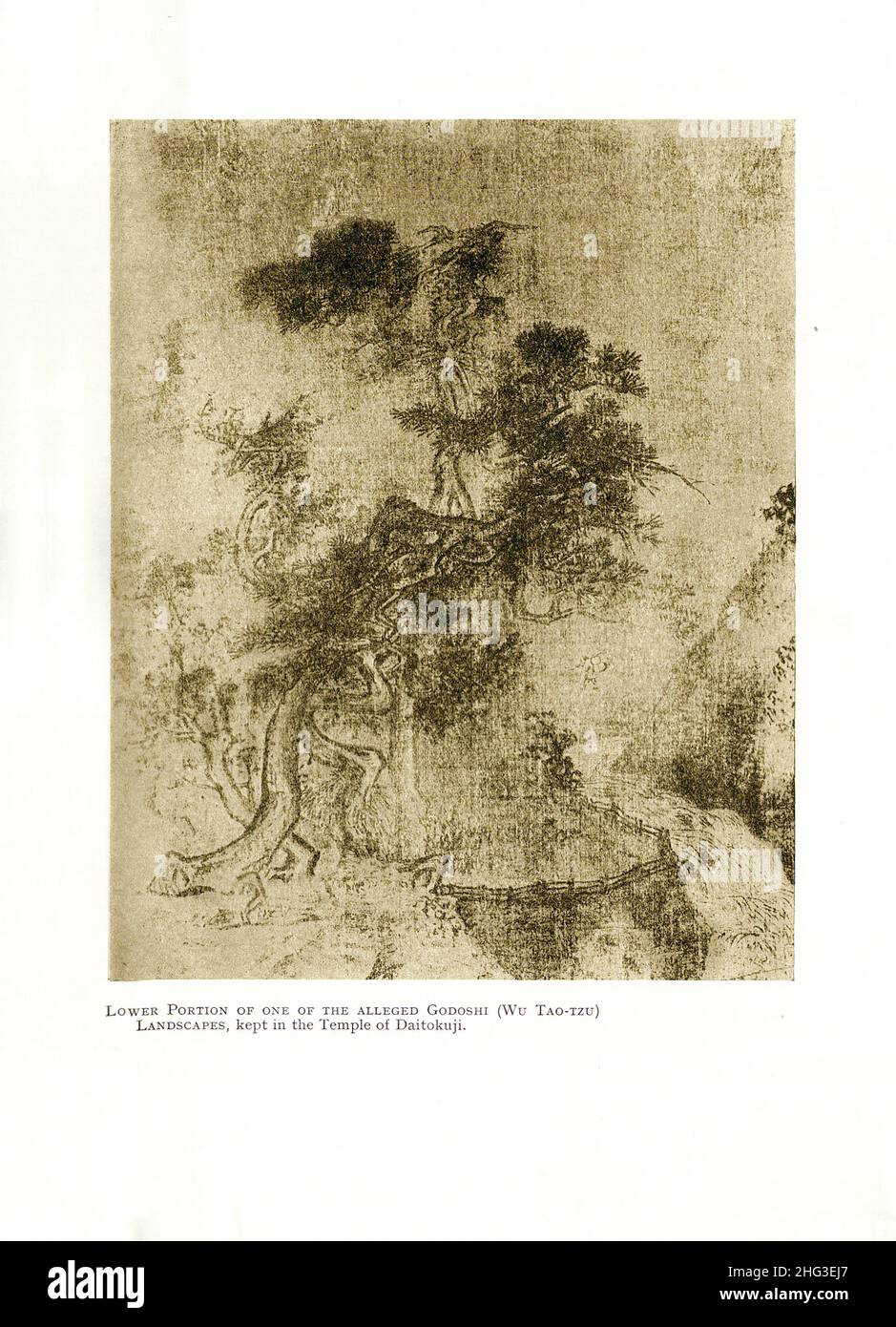 Art de la Chine, chanson du nord.Partie inférieure de l'un des présumés Godoshi (Wu Tao-Tzu).Paysages millésimés, conservés dans le temple de Daitoku-ji (temple de Banque D'Images