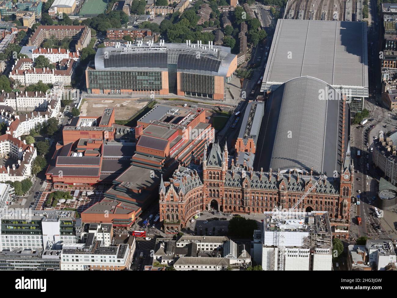 Vue aérienne de l'Institut Francis Crick, à côté de la gare St Pancras dans le nord de Londres Banque D'Images