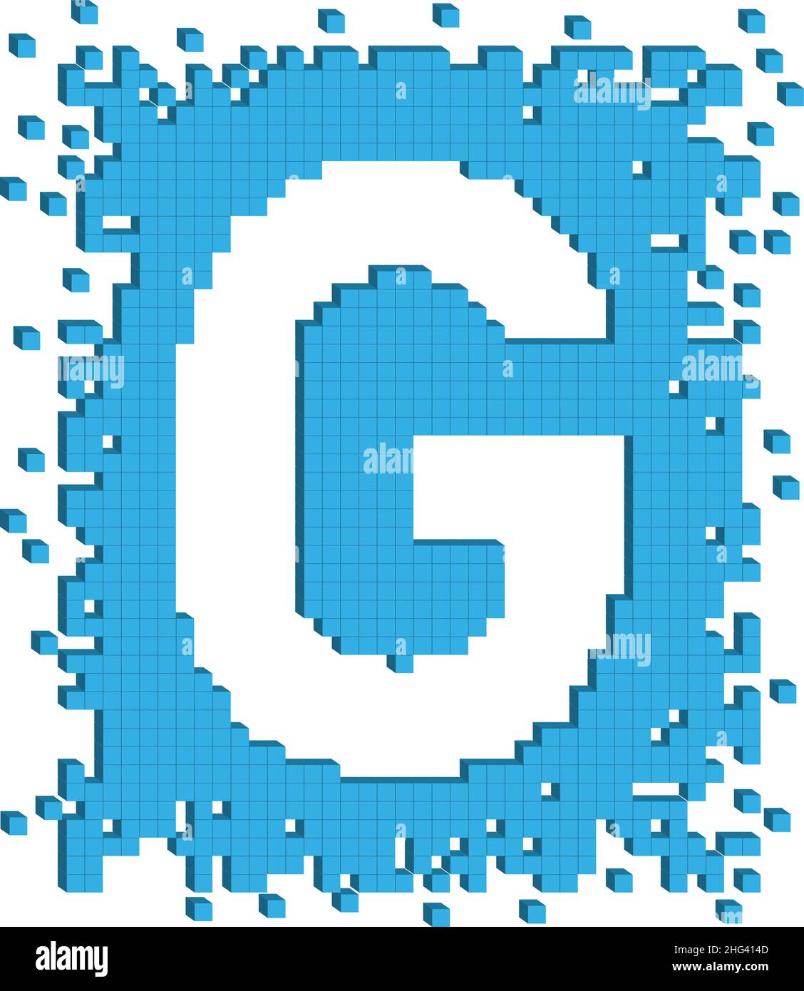 Vecteur lettre G entourée de nombreux petits cubes de couleur bleue Illustration de Vecteur