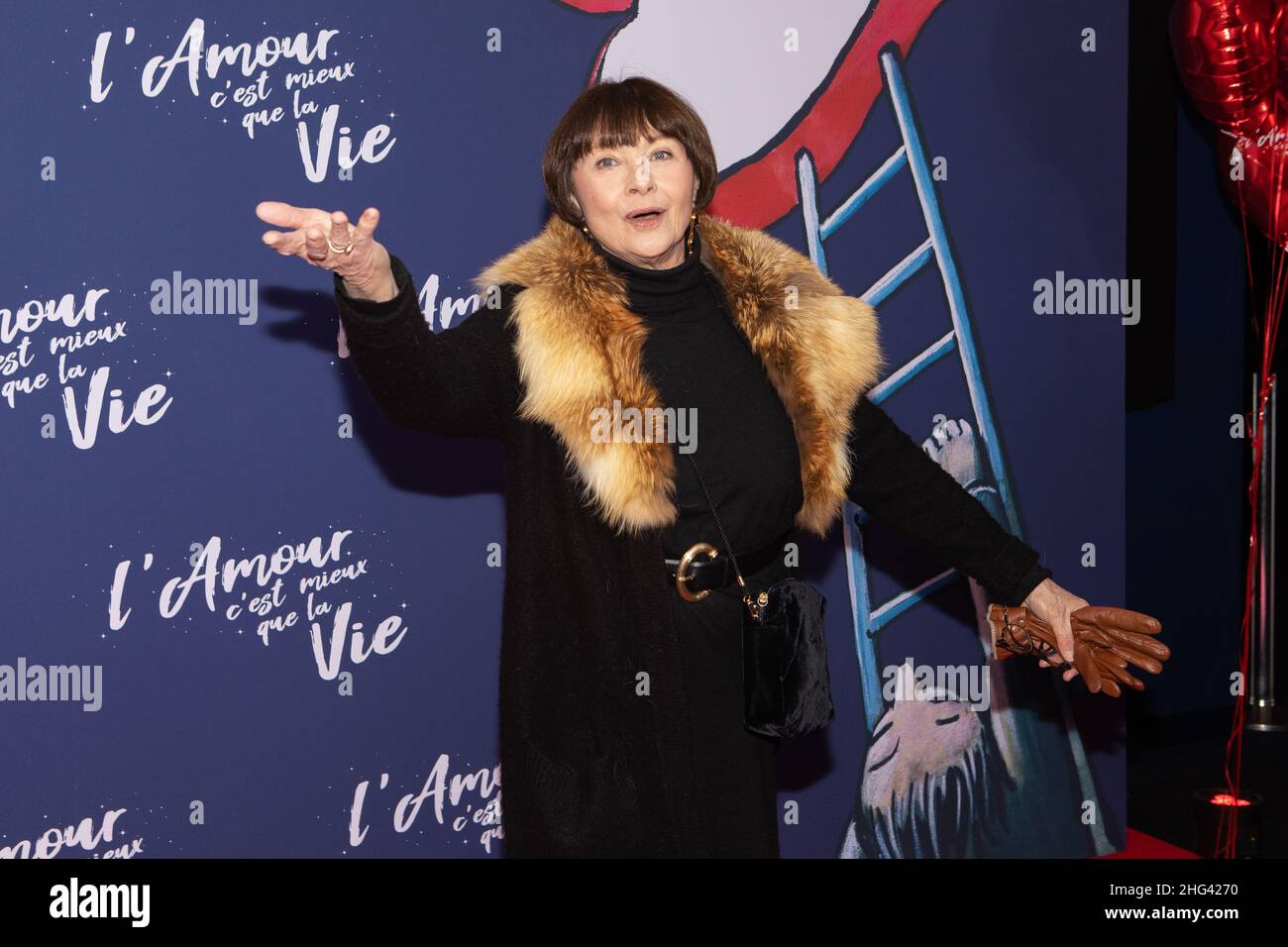 Paris, France, le 17 janvier 2022, Aperçu du film l'Amour c'est mieux que la vie de Claude Lelouch, Macha Meryl, François Loock / Alay Banque D'Images