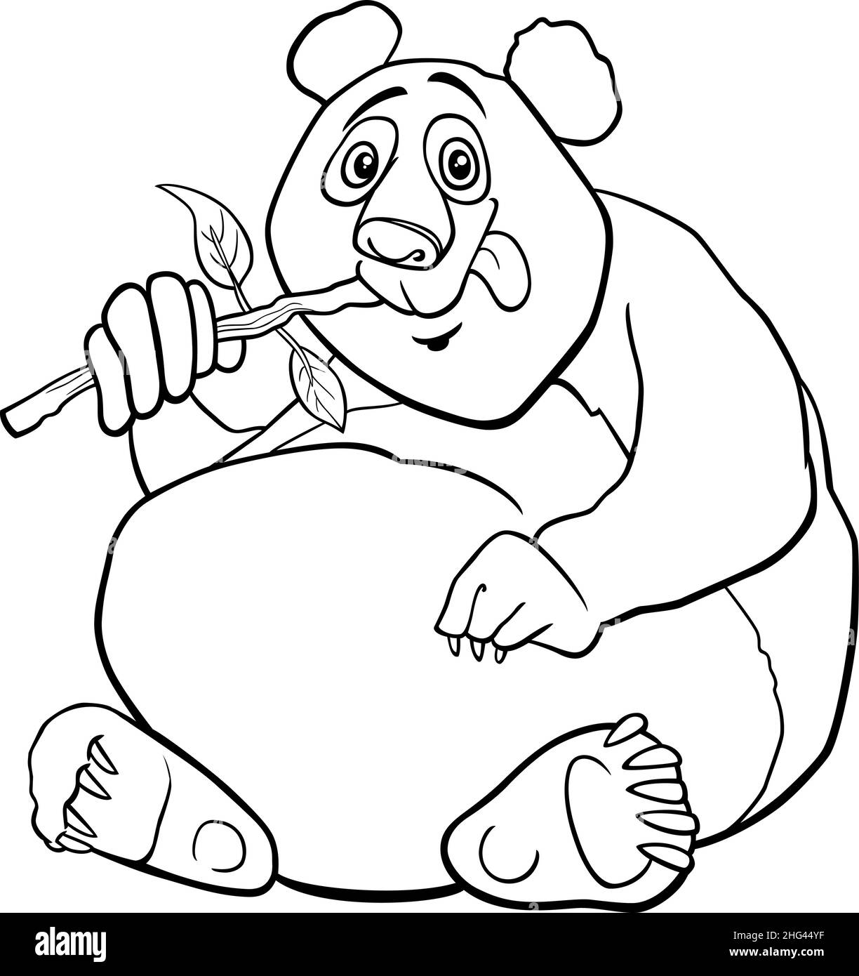 Dessin animé noir et blanc illustration de drôle de panda géant animal personnage coloriage livre page Illustration de Vecteur