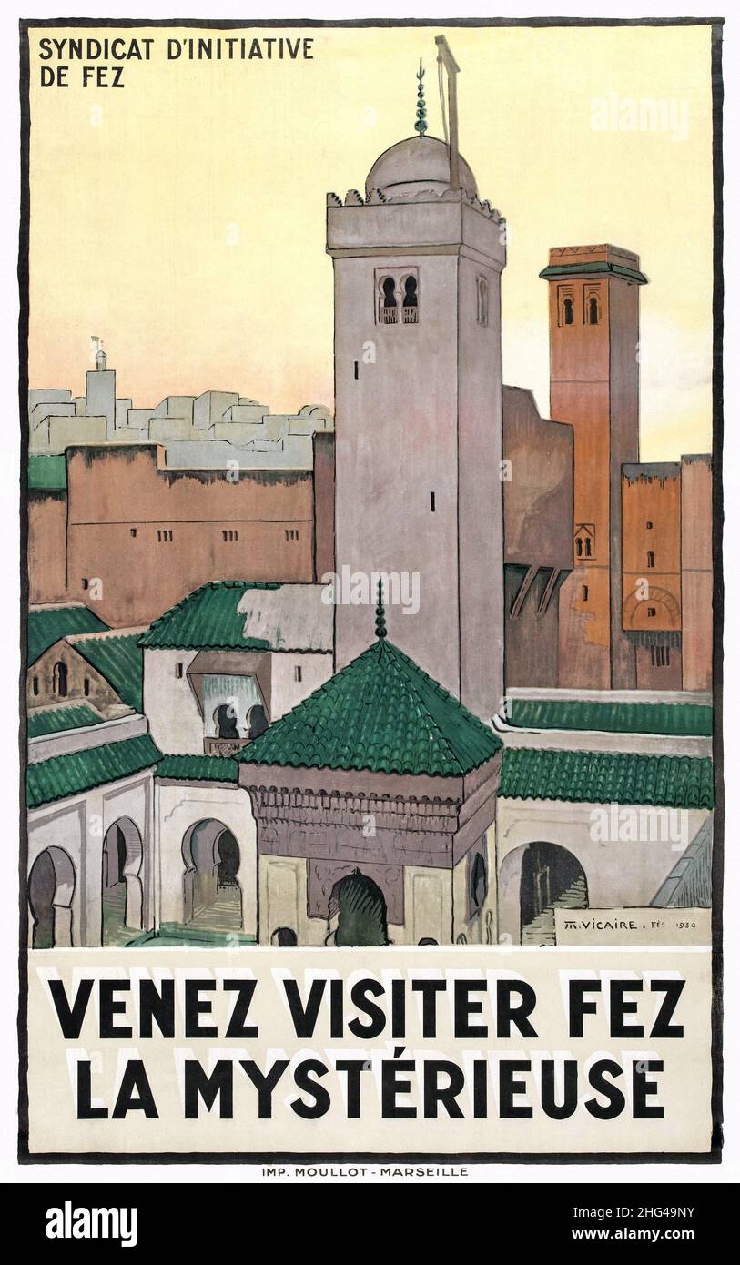 Affiche voyage maroc vintage Banque d'images détourées - Alamy