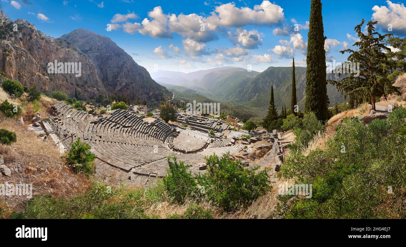Théâtre grec antique de Delphes, site archéologique de Delphes, Delphi, Grèce Banque D'Images