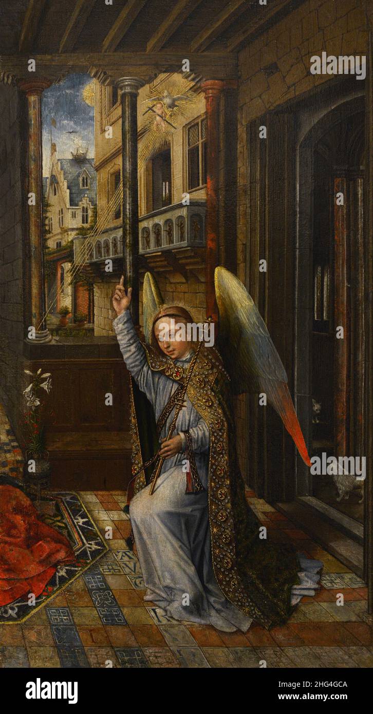 Artiste flamand inconnu.Ange de l'Annonciation (fragment), ca.1500.Huile sur bois de chêne.Depuis le Palacio das Necessidades (Lisbonne).Musée national d'Art ancien Lisbonne, Portugal. Banque D'Images