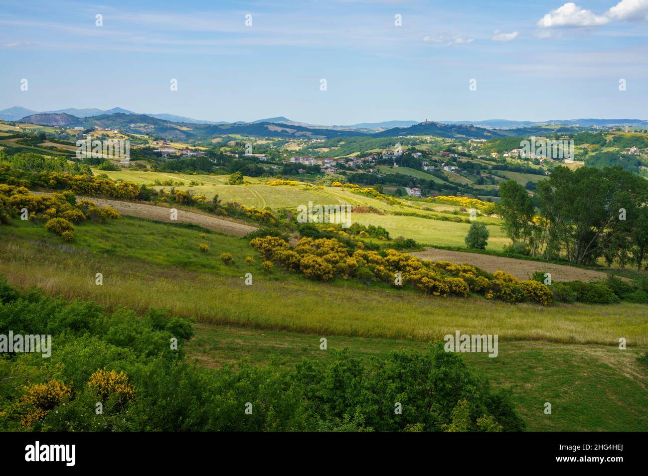 Paysage à Molise près de Macchiagodena et Frosolone, province d'Isernia, en juin Banque D'Images