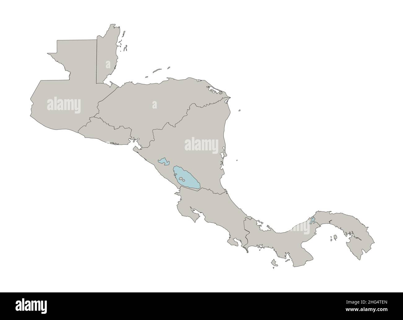 Carte d'Amérique centrale, États individuels, vierge Banque D'Images