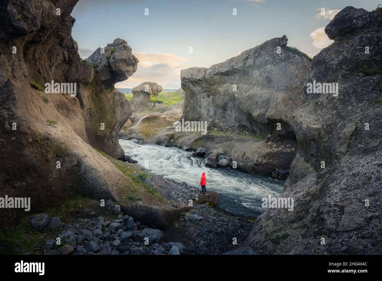 Crater Creek à Umnak, îles Aléoutiennes, Alaska Banque D'Images