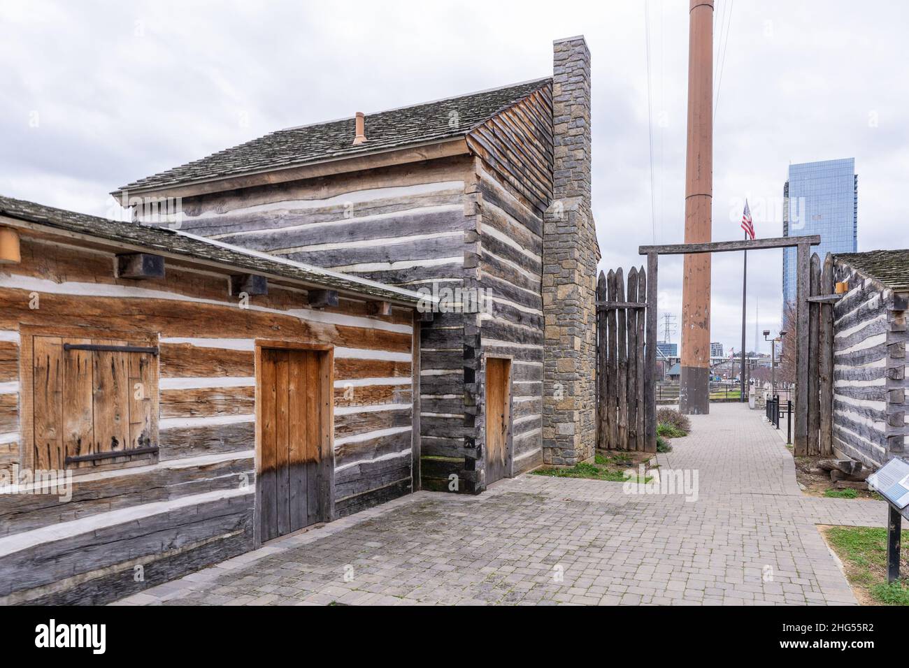 Fort Nashborough, également connu sous le nom de fort Bluff, Bluff Station, French Lick fort, Cumberland River fort et d'autres noms, était le stock établi dans ea Banque D'Images