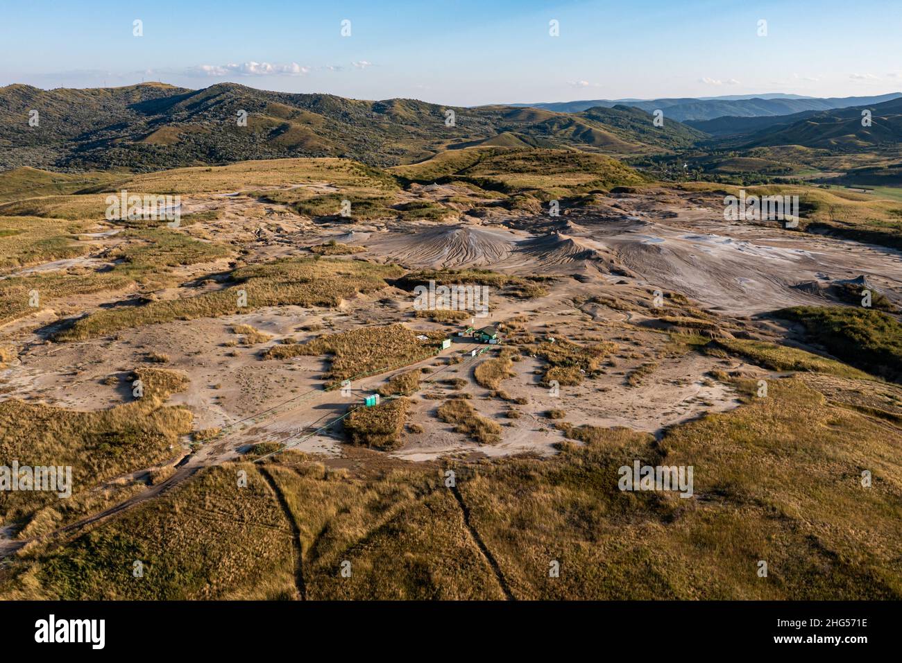 Le paysage des volcans de boue de Berca en Roumanie Banque D'Images