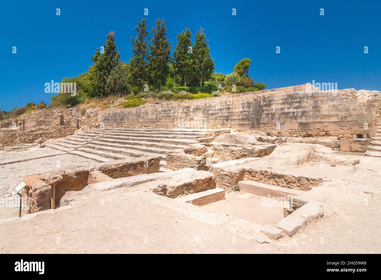Le Palais minoen de Phaistos en Crète, Grèce, Europe. Banque D'Images