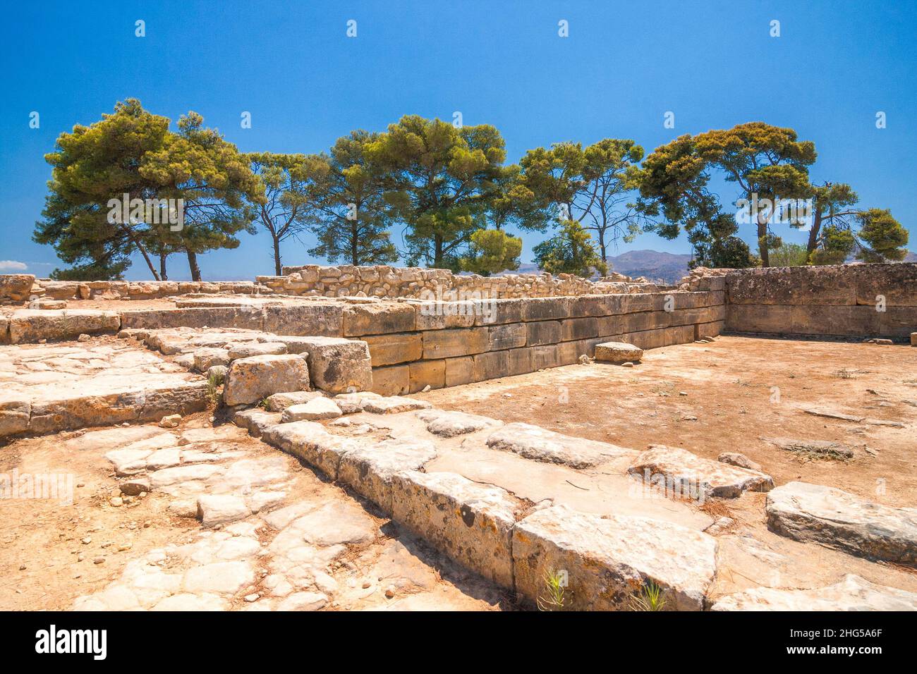Le Palais minoen de Phaistos en Crète, Grèce, Europe. Banque D'Images