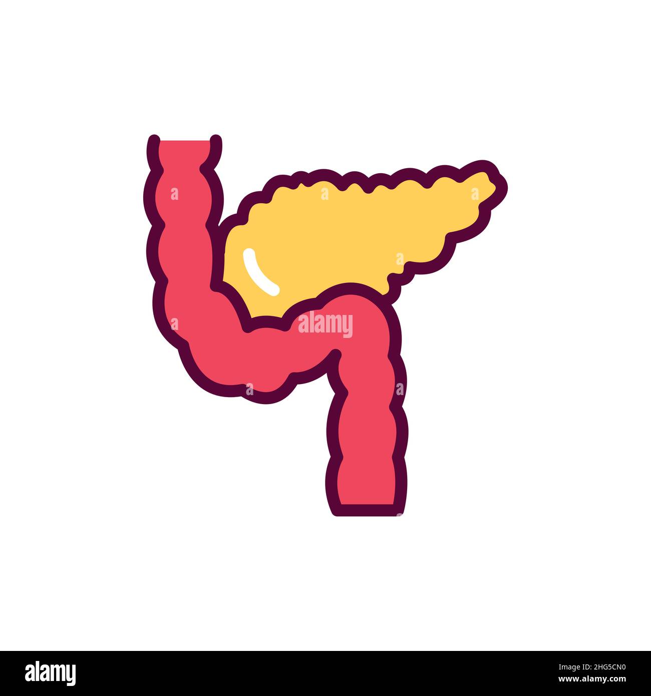 Icône de la ligne de couleur du pancréas d'organe humain.Elément vectoriel isolé.Pictogramme de contour pour la page Web, l'application mobile, la promotion Illustration de Vecteur