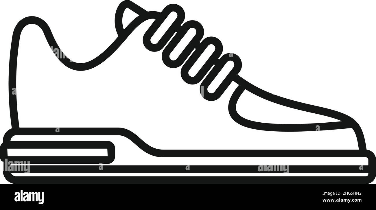 Courir le vecteur de contour de l'icône de sneaker.Chaussures de sport.Mode fitness Illustration de Vecteur