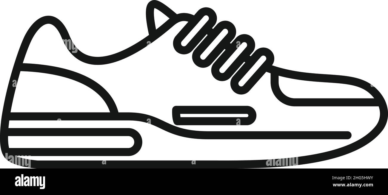 Vecteur de contour d'icône de sneaker en caoutchouc.Chaussures de sport.Exécuter la conception Illustration de Vecteur