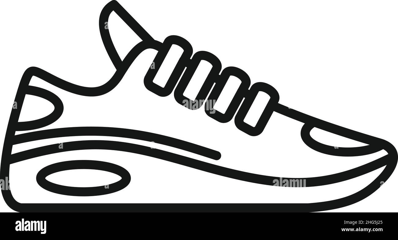 Vecteur de contour de l'icône de la sneaker d'athlète.Chaussures de sport.Exécuter la conception Illustration de Vecteur