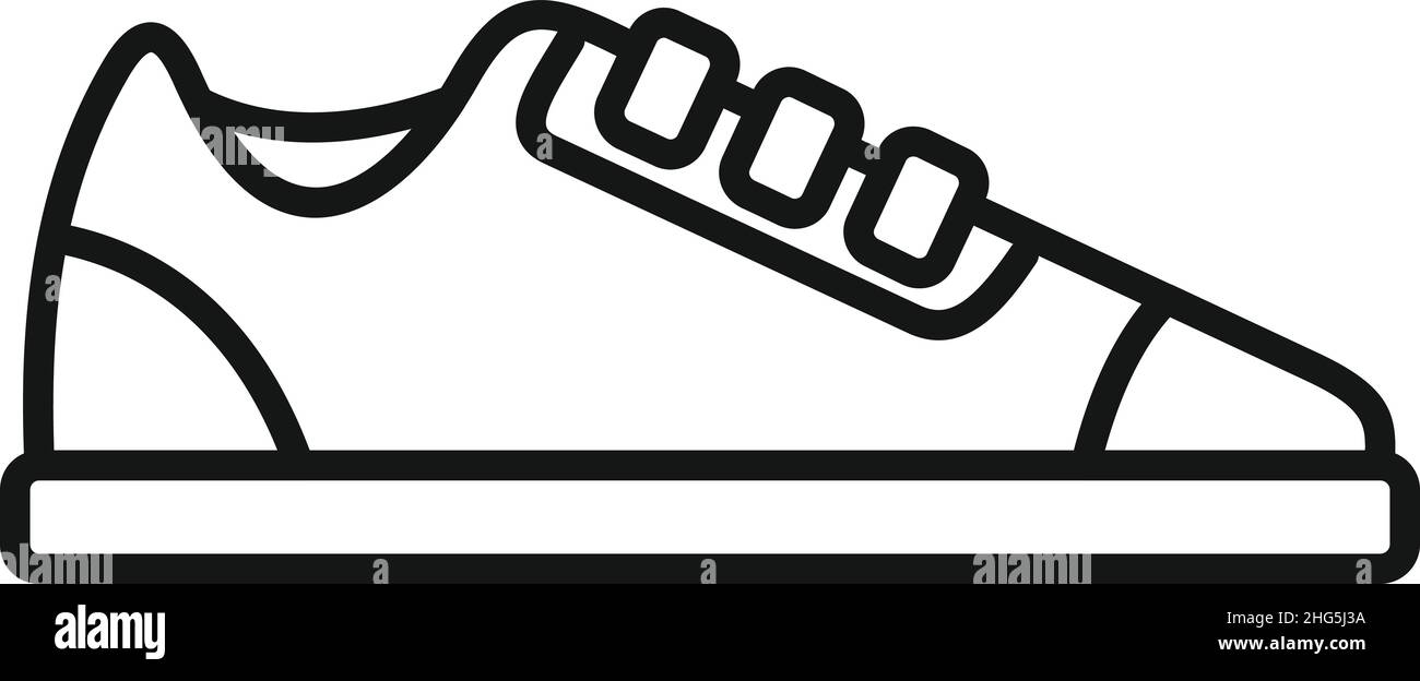 Voir le vecteur de contour de l'icône de la sneaker.Chaussures de sport.Entraîneur de mode Illustration de Vecteur
