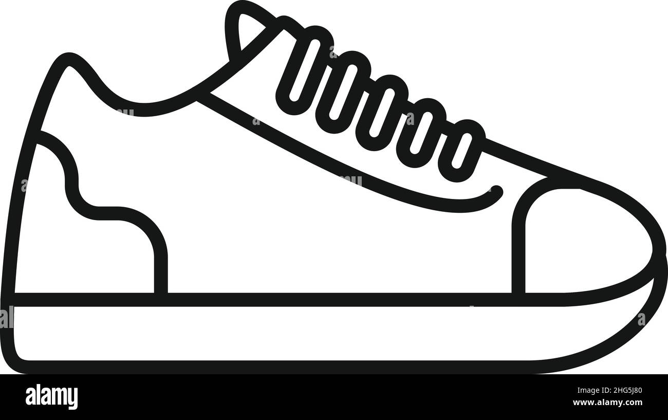 Contour vectoriel de l'icône de la sneaker de pied.Chaussures de sport.Exécuter la conception Illustration de Vecteur