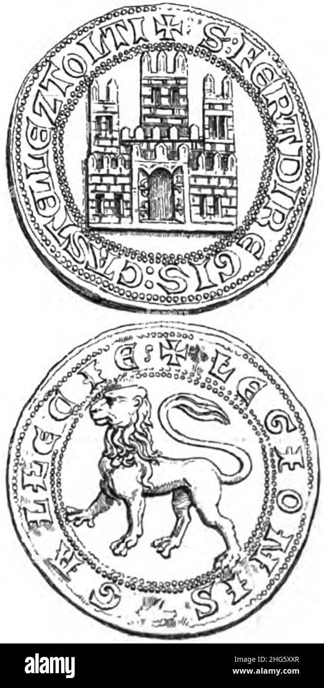 Selo de chumbo de Fernando III como rei de Castela e Toledo e de Galiza e Leon (2). Banque D'Images