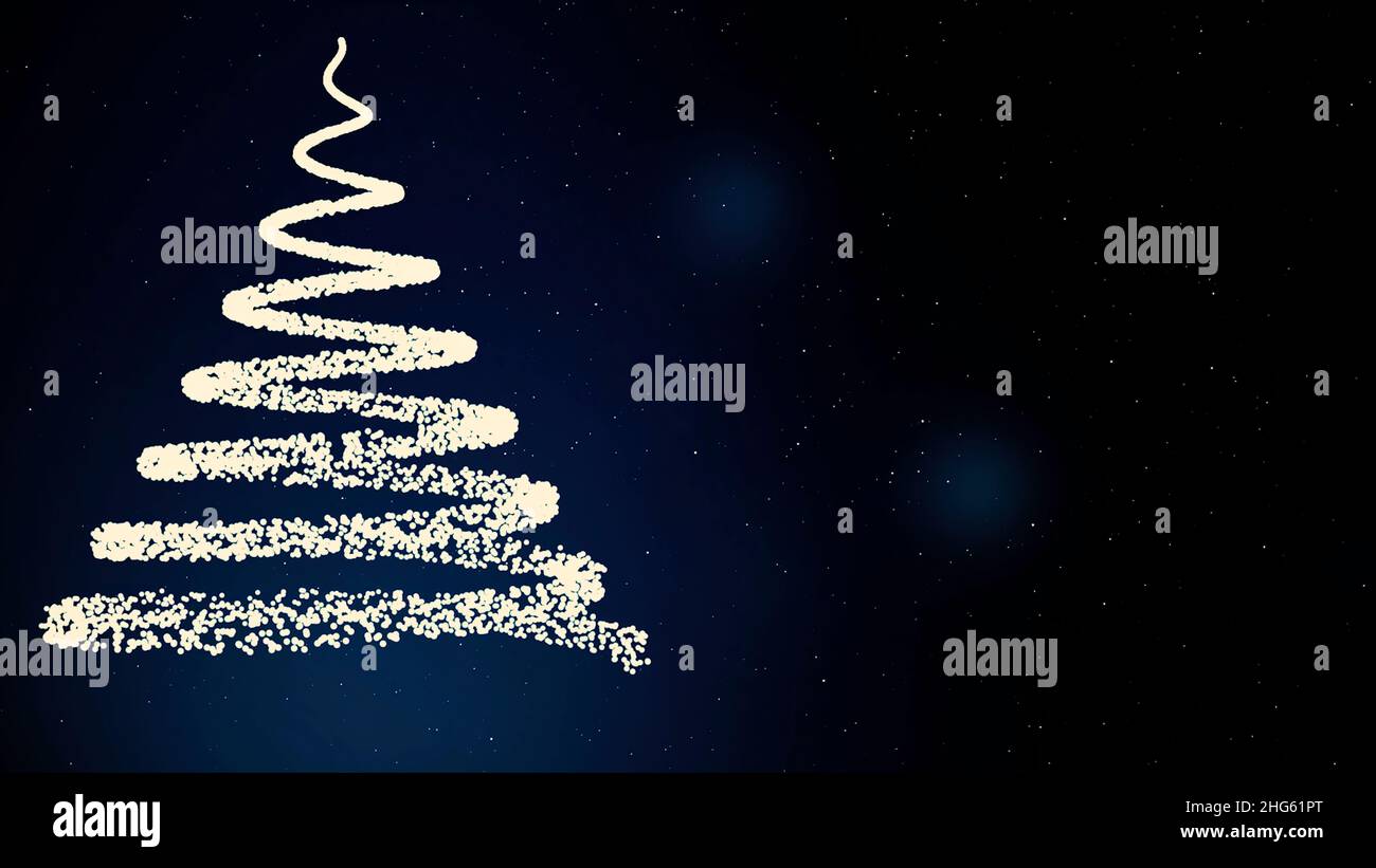 Abstrait, arbre de Noël en spirale avec flocons de neige tombant et lumières clignotantes sur fond rouge foncé, symbole des vacances d'hiver.Sapin de Noël fluo, Banque D'Images