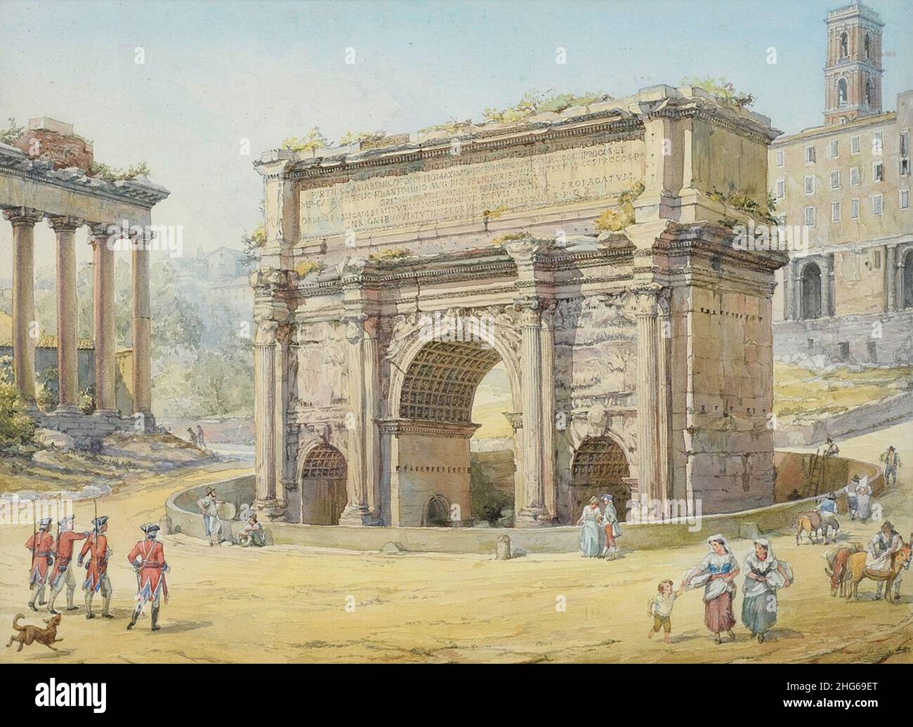 Septimus-Severus-Bogen im Forum Romanum 19Jh. Banque D'Images