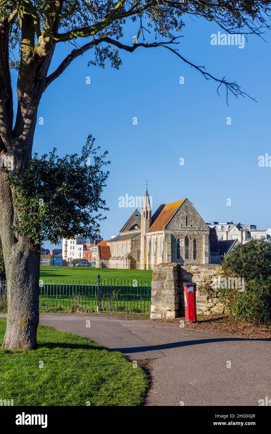 L'église de la garnison royale du vieux Portsmouth, sans toit, a bombardé le Blitz pendant la Seconde Guerre mondiale, Portsmouth, Hampshire, côte sud de l'Angleterre Banque D'Images