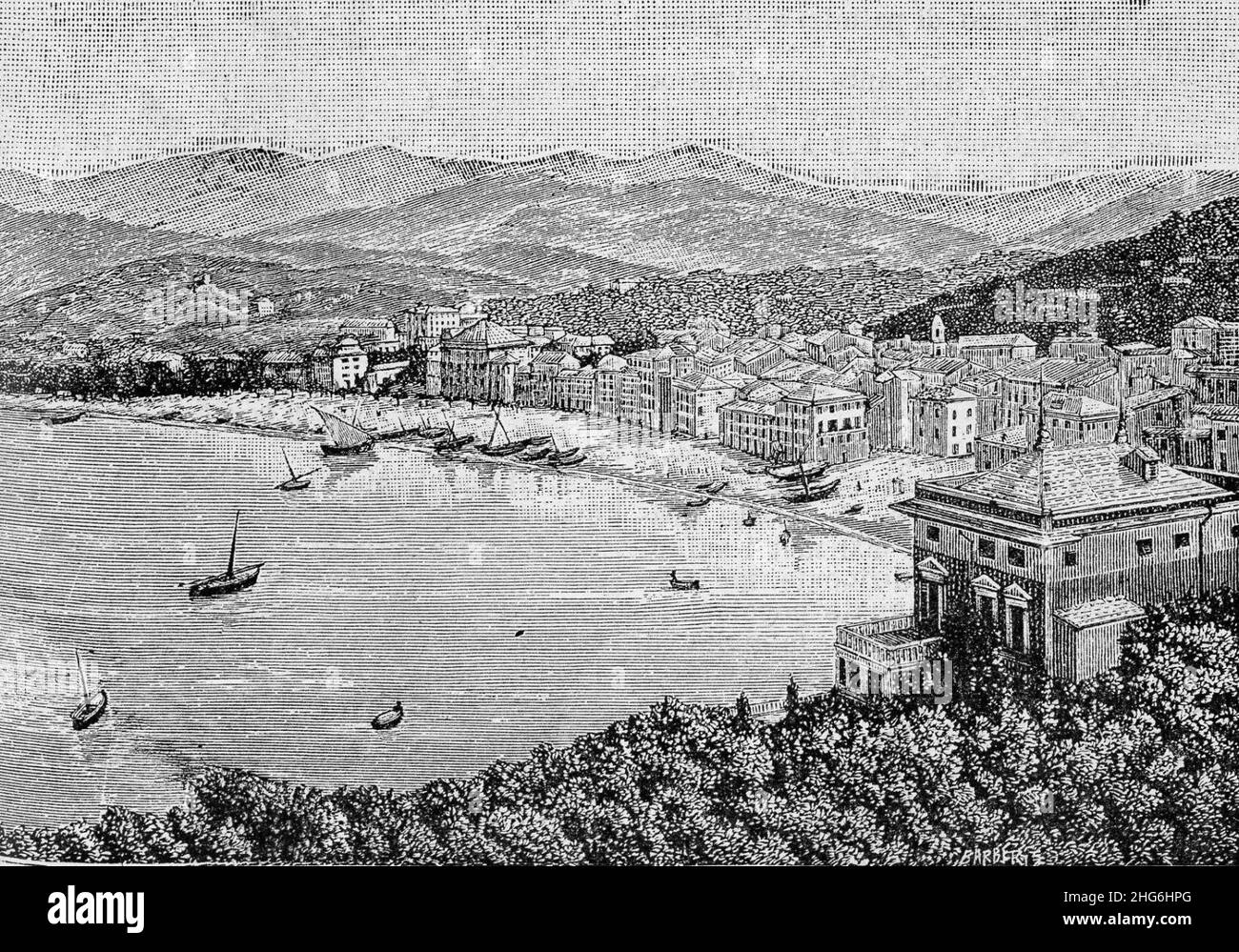 Sestri Levante (xilografia). Banque D'Images Sestri Levante (xilografia). Banque D'Images