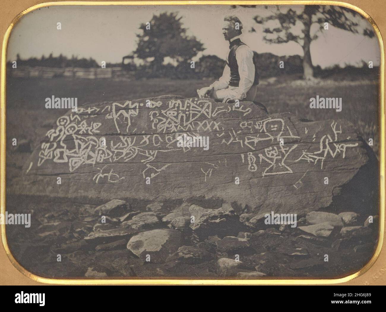 Seth Eastman à Dighton Rock Daguerreotype. Banque D'Images