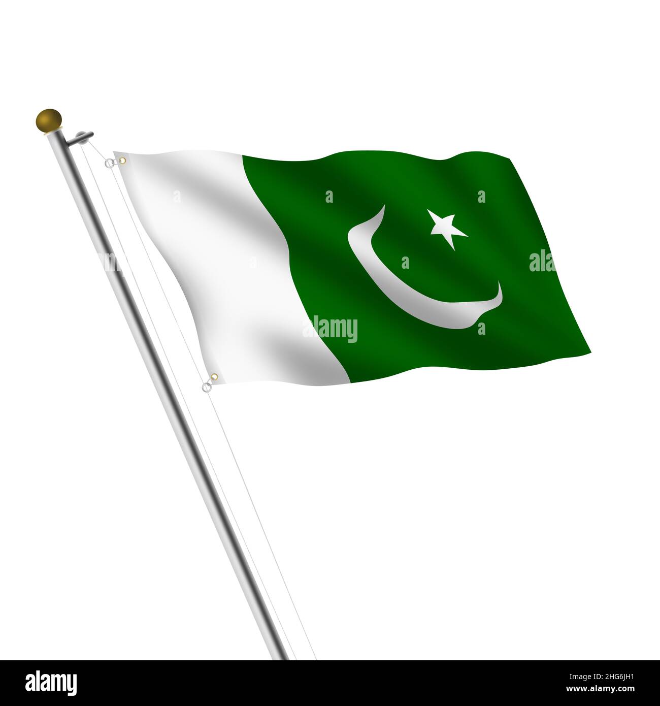 Illustration de la barre de drapeau du Pakistan 3D sur blanc avec chemin d'écrêtage Banque D'Images