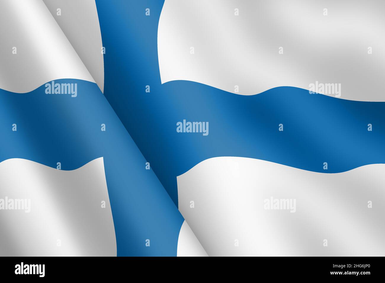Finlande drapeau 3D illustration ondulation du vent Banque D'Images