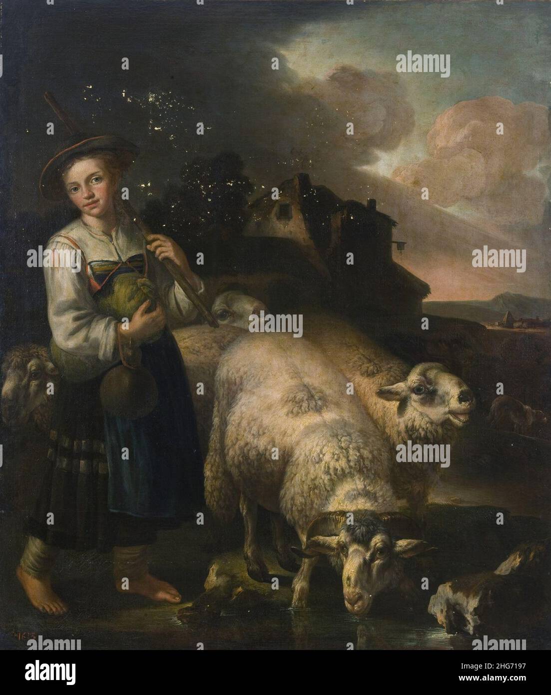 Berger avec mouton (Giacinto Brandi). Banque D'Images