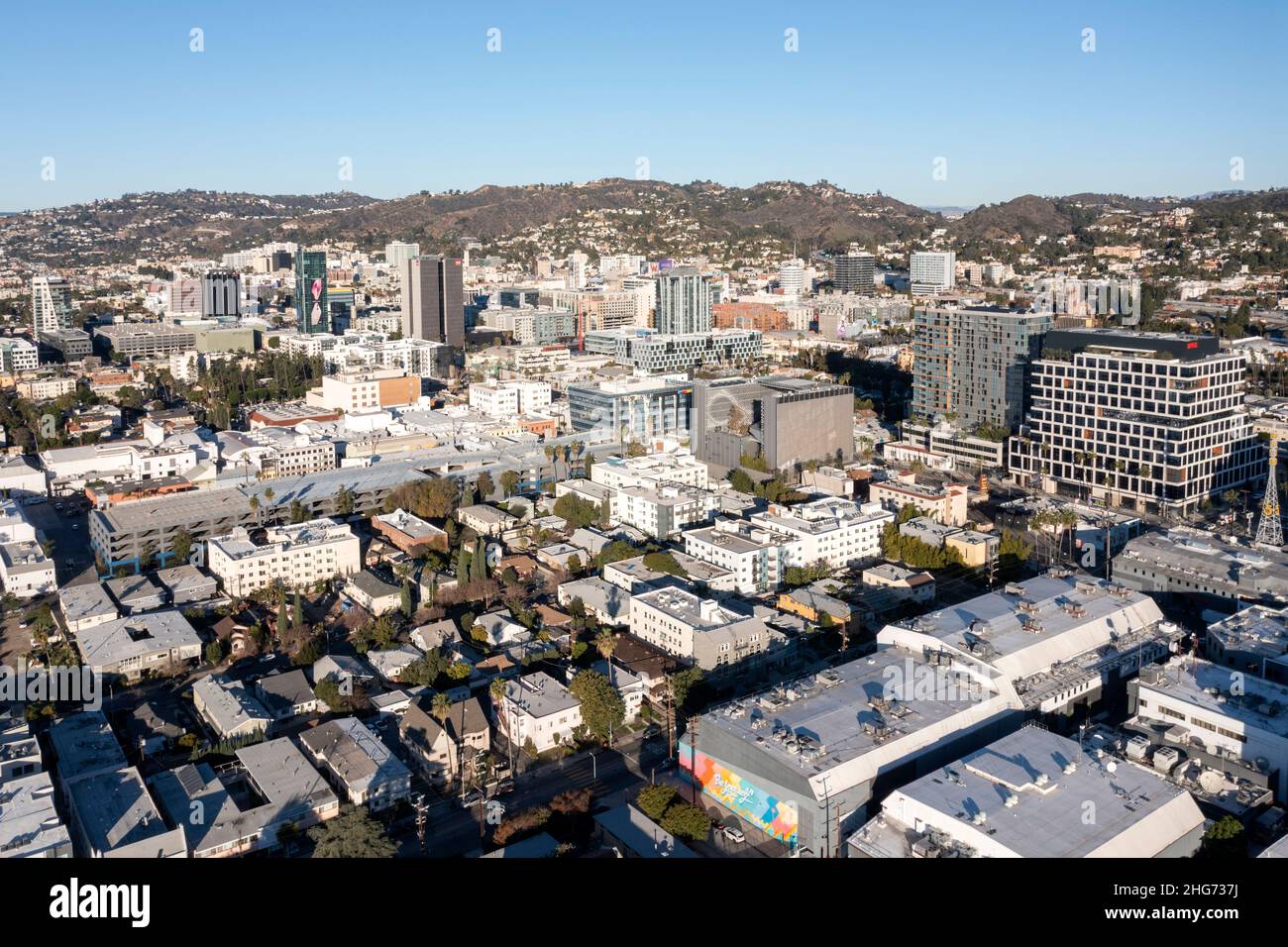 Vue aérienne du centre-ville de Hollywood en Californie Banque D'Images