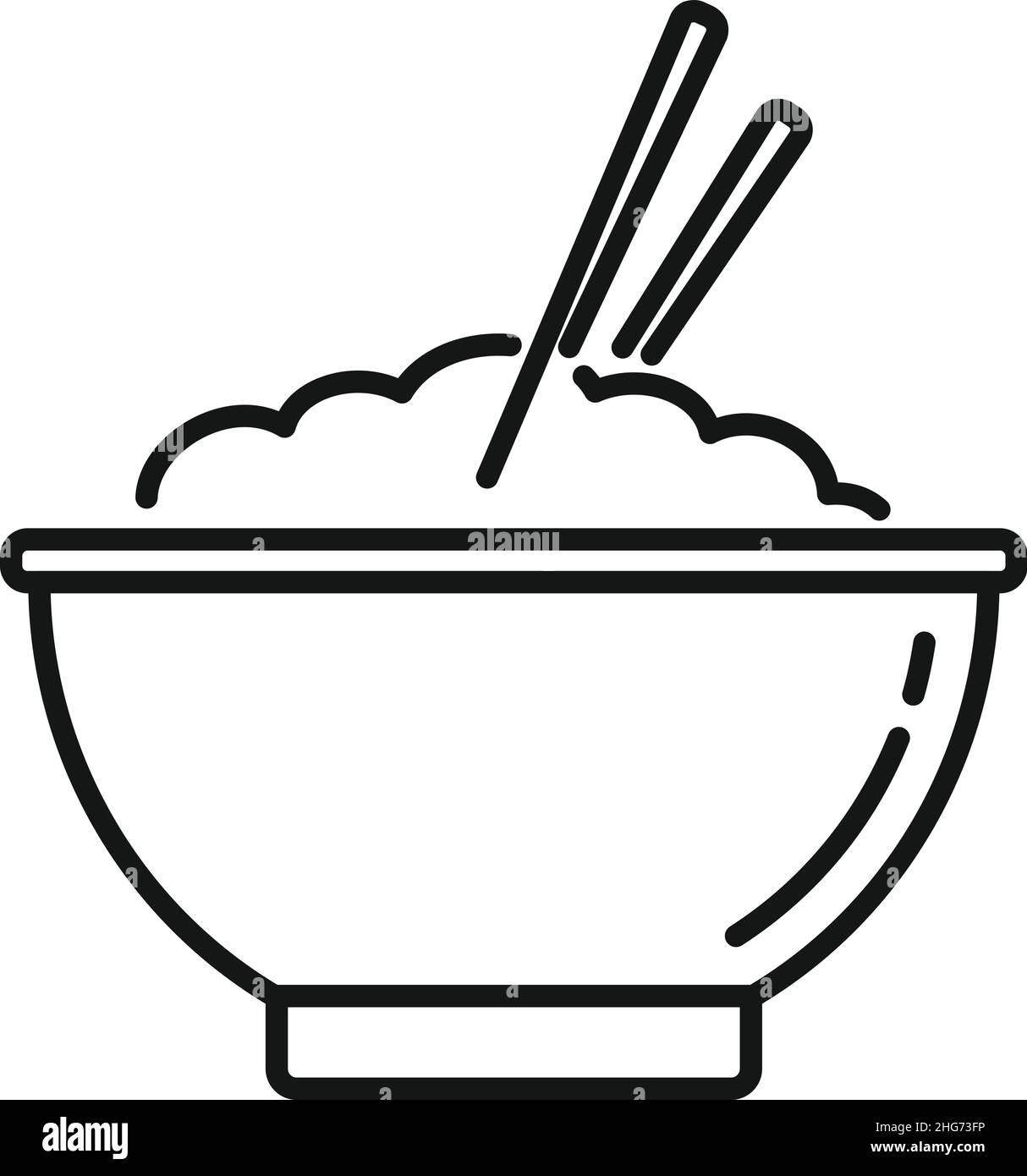 Vecteur de contour de l'icône de nourriture ramen.Bol de nouilles.Soupe chinoise Illustration de Vecteur