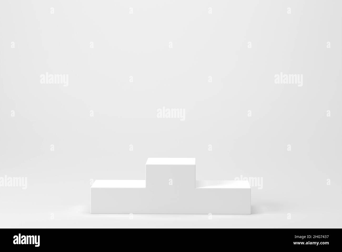 Podium blanc gagnant 123 niveaux avec toile blanc blanc blanc blanc de fond, 3D rendu Banque D'Images