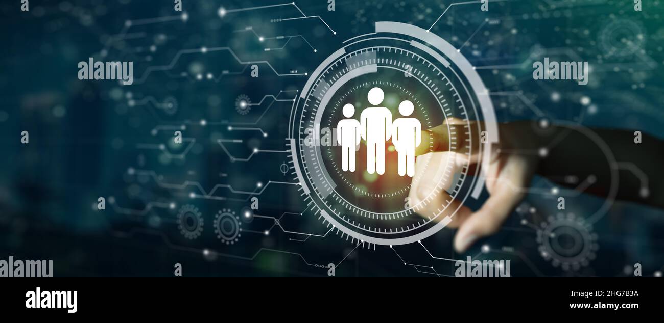 Le gestionnaire des RH sélectionne le candidat à embaucher.Gestion des ressources humaines, recrutement, emploi, concept d'entreprise de chasse au pavillon. Banque D'Images