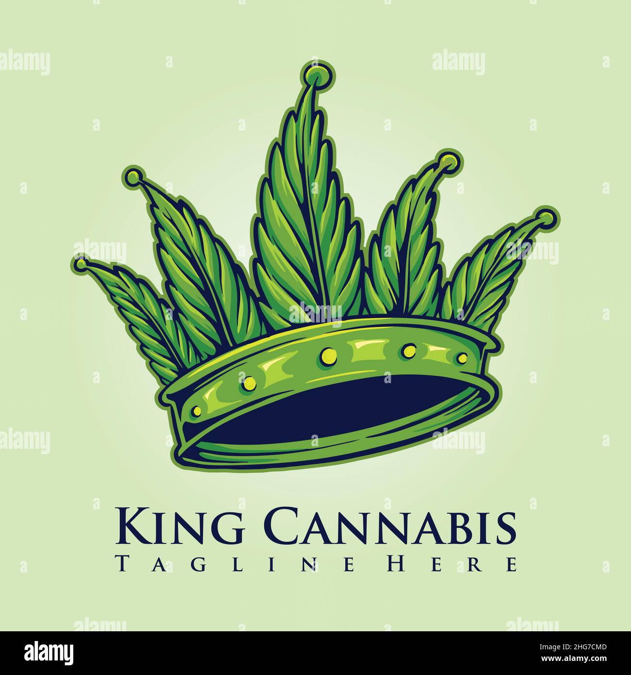 King Kush Cannabis Crown logo illustrations vectorielles pour votre travail logo, t-shirt de mascotte, autocollants et étiquettes, affiche, cartes de vœux Illustration de Vecteur