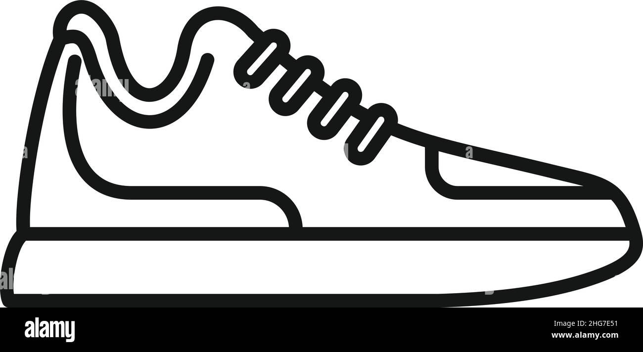Vecteur de contour de l'icône de la sneaker d'entraînement.Chaussures de sport.Exécuter la conception Illustration de Vecteur