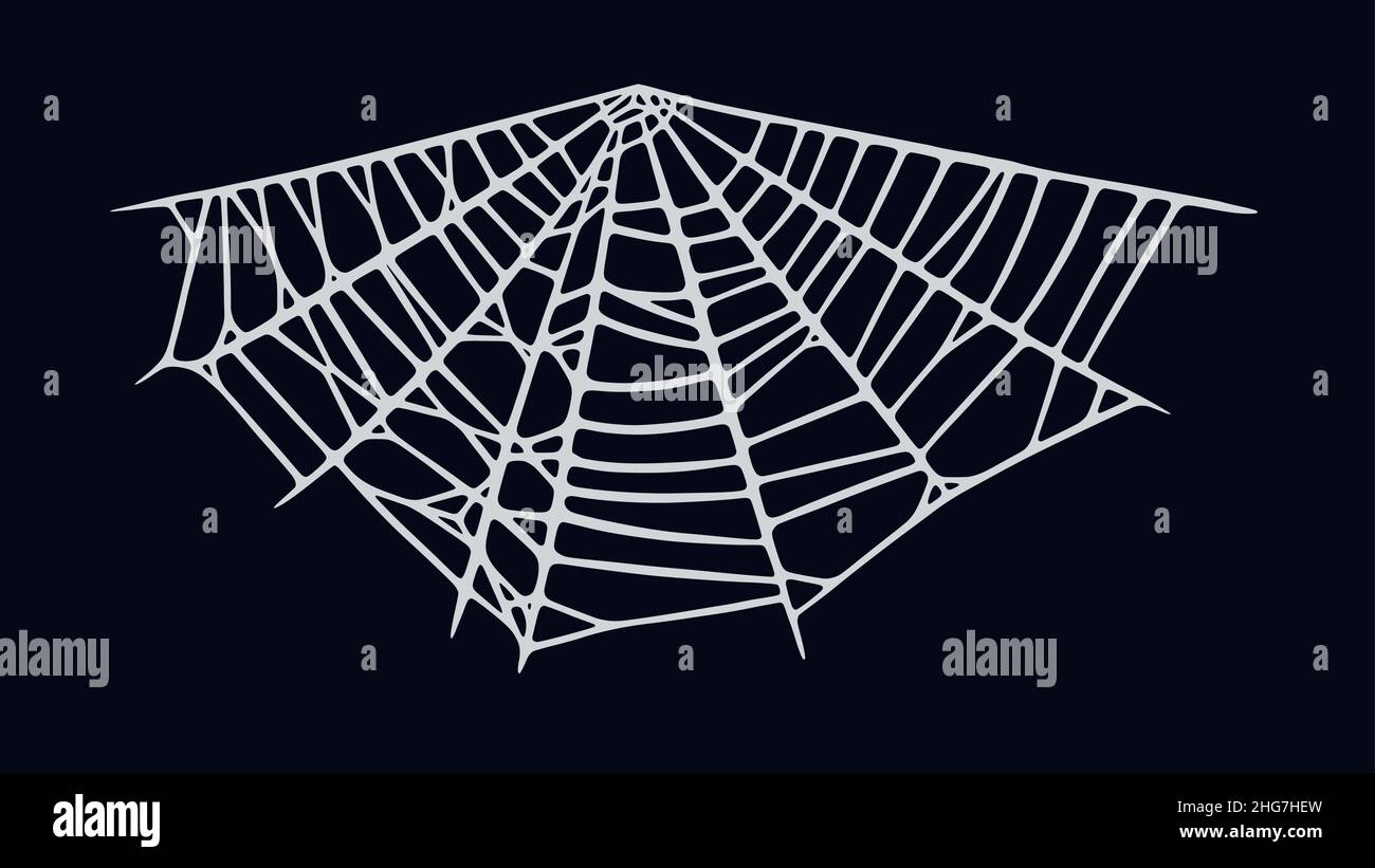 Toile d'araignée isolée sur fond noir.Toile d'araignée effrayante pour Halloween.Illustration du vecteur de main Illustration de Vecteur