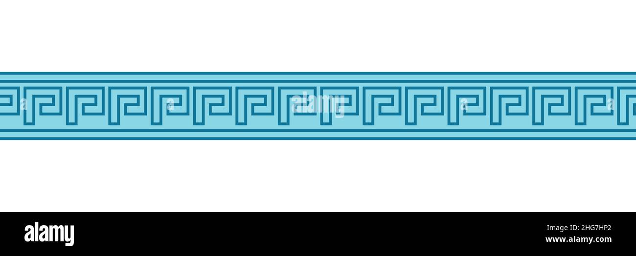 Motifs de méandre sans couture.Méandros grecs, fret ou clé.Décoration bleue pour les bordures de style Acient Grèce.Illustration vectorielle Illustration de Vecteur