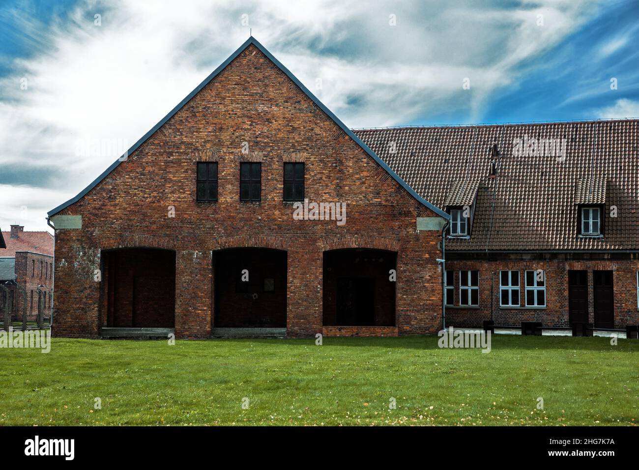Maison juive de prisonniers, camp de concentration d'Auschwitz Birkenau Pologne Banque D'Images