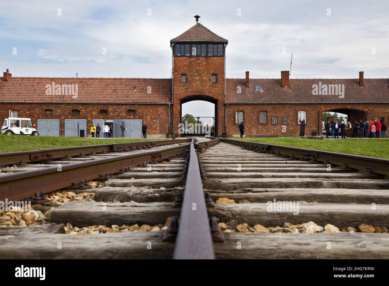 Concept de train d'expulsion, camp de concentration d'Auschwitz Birkenau Banque D'Images