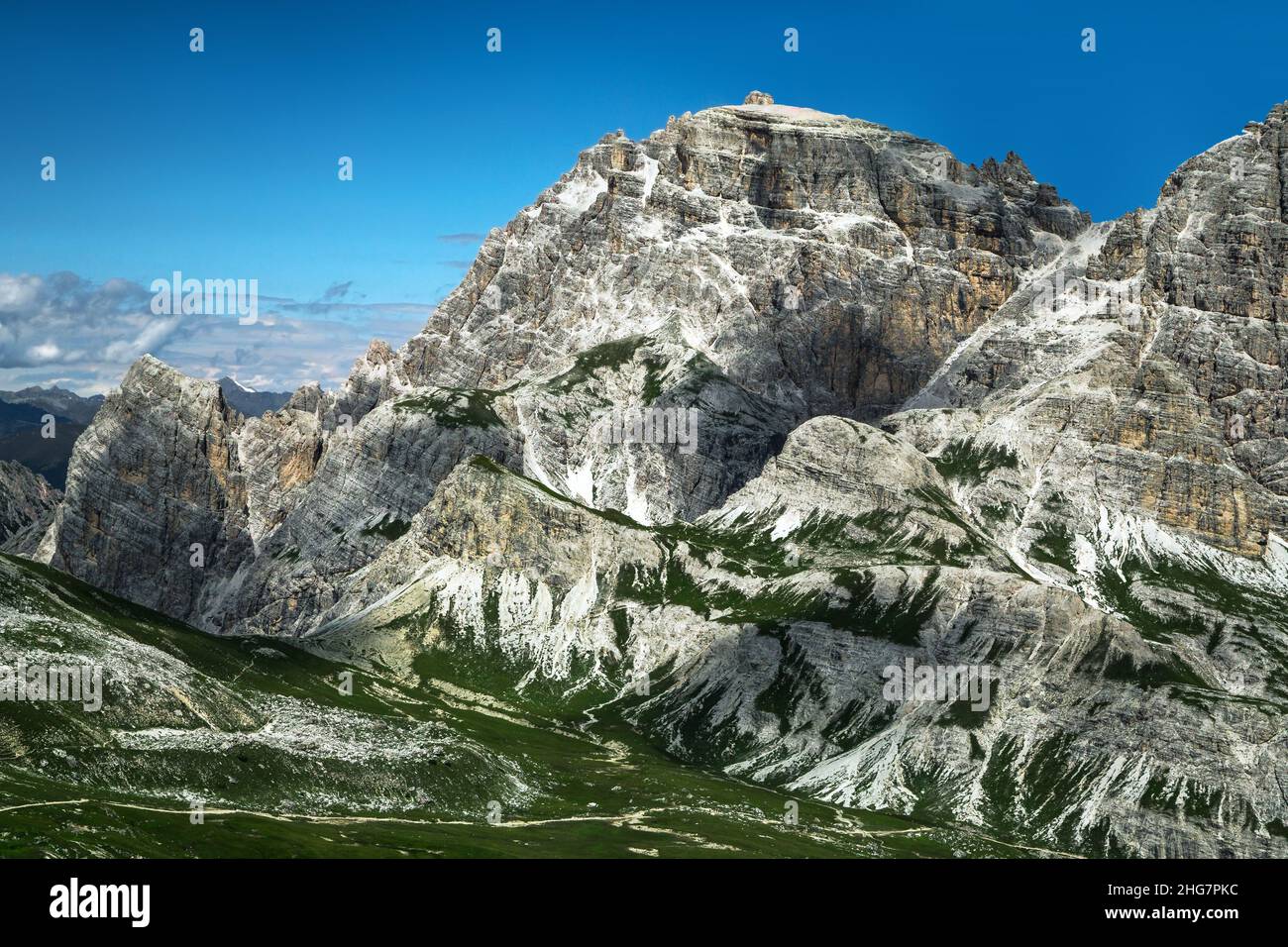 Croda di Sesto et la vallée de Fiscalina, Alpes italiennes, Trentin-Haut-Adige Banque D'Images