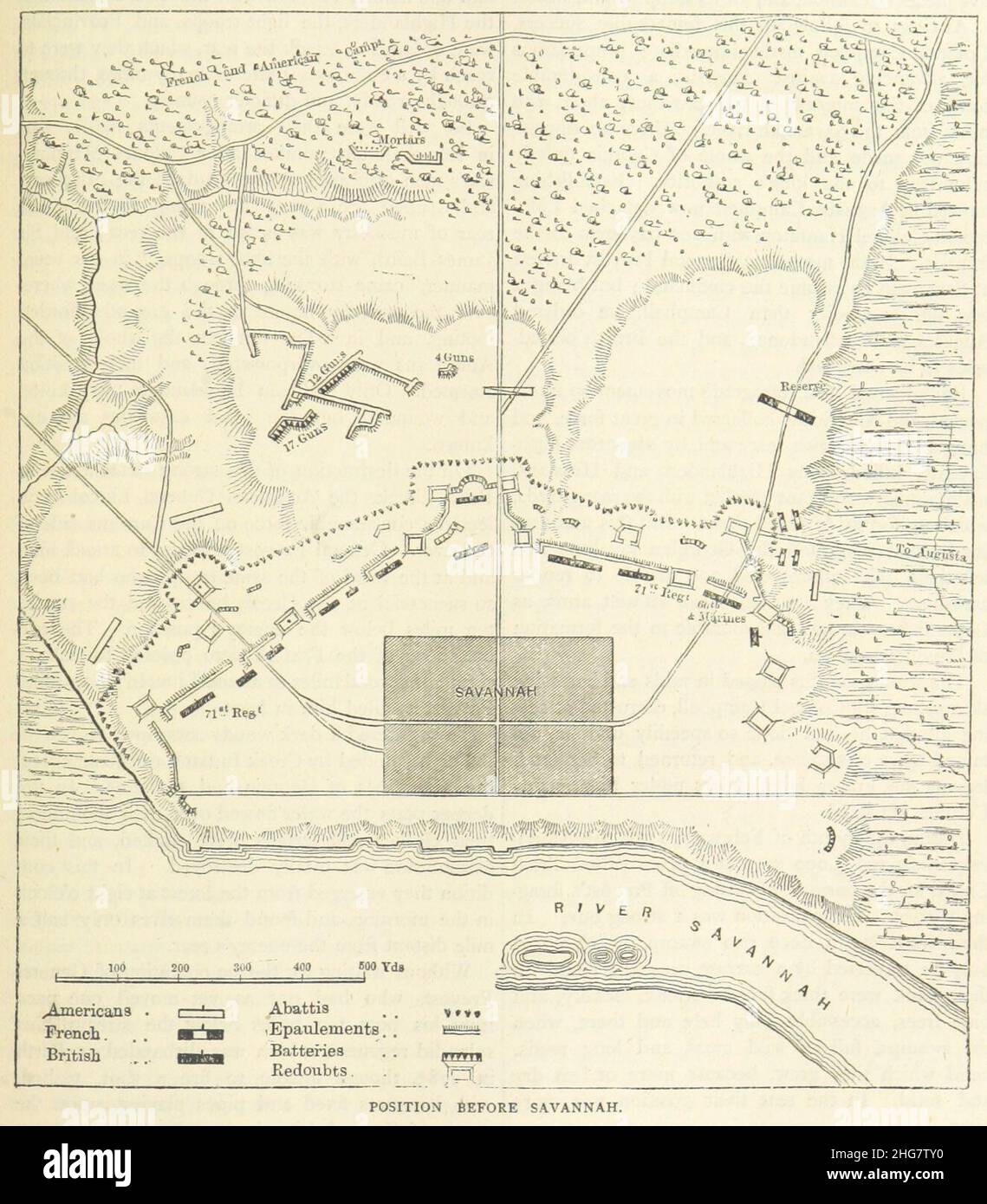 Carte du siège de Savannah. Banque D'Images