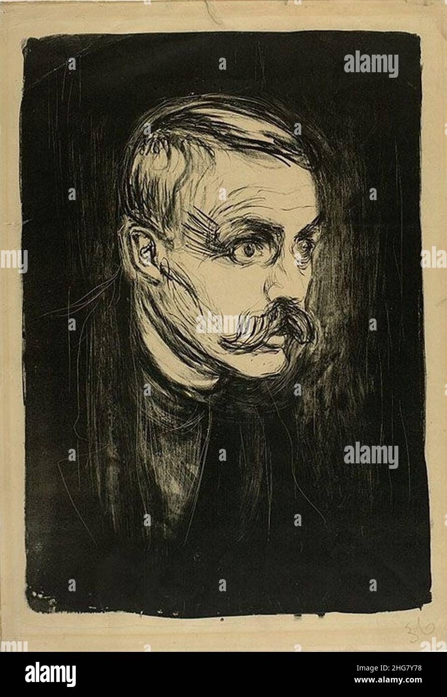Sigbjørn Obstfelder, par Edvard Munch. Banque D'Images