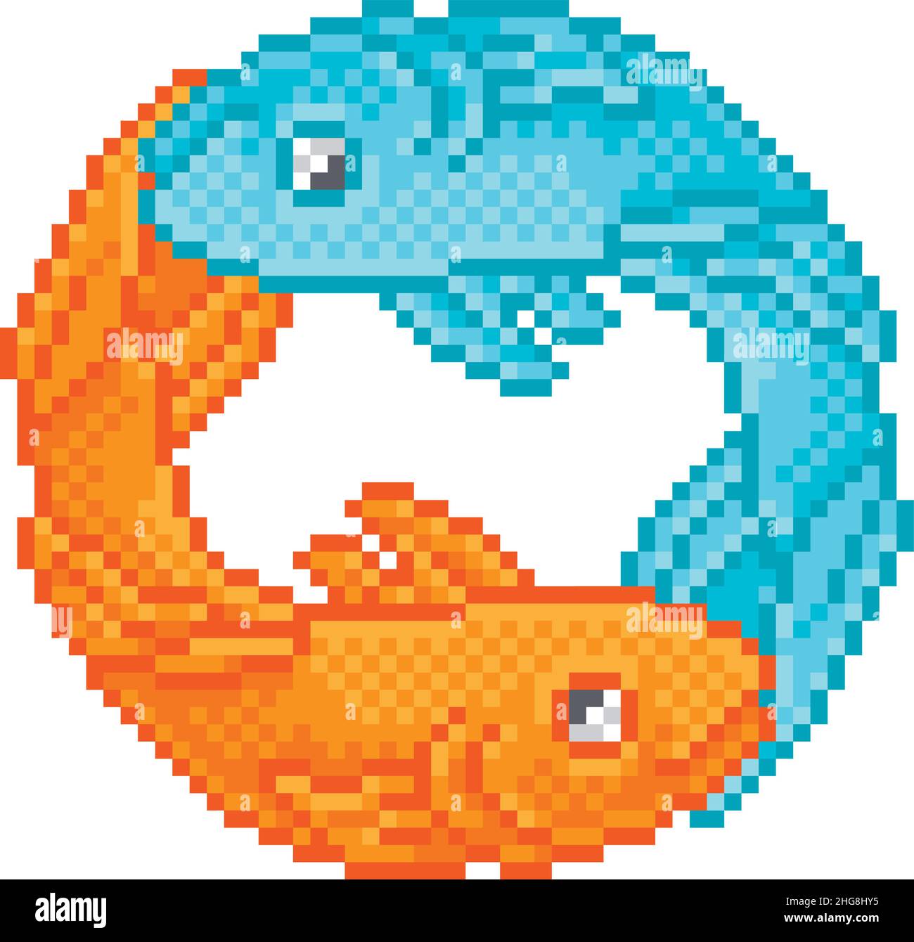 Zodiaque Horoscope Astrologie poissons Pixel Art Sign Illustration de Vecteur