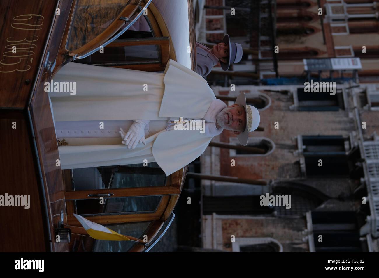 L'acteur John Malkovich lors du tournage du film "le nouveau Pape" à Venise, Italie, 11 janvier 2019.(MVS). Banque D'Images
