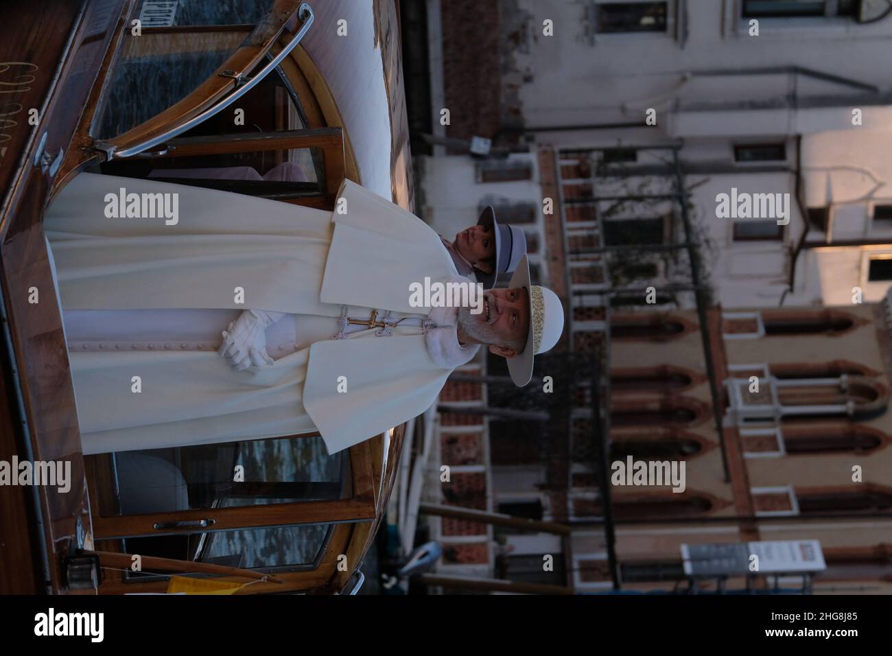 L'acteur John Malkovich lors du tournage du film "le nouveau Pape" à Venise, Italie, 11 janvier 2019.(MVS). Banque D'Images