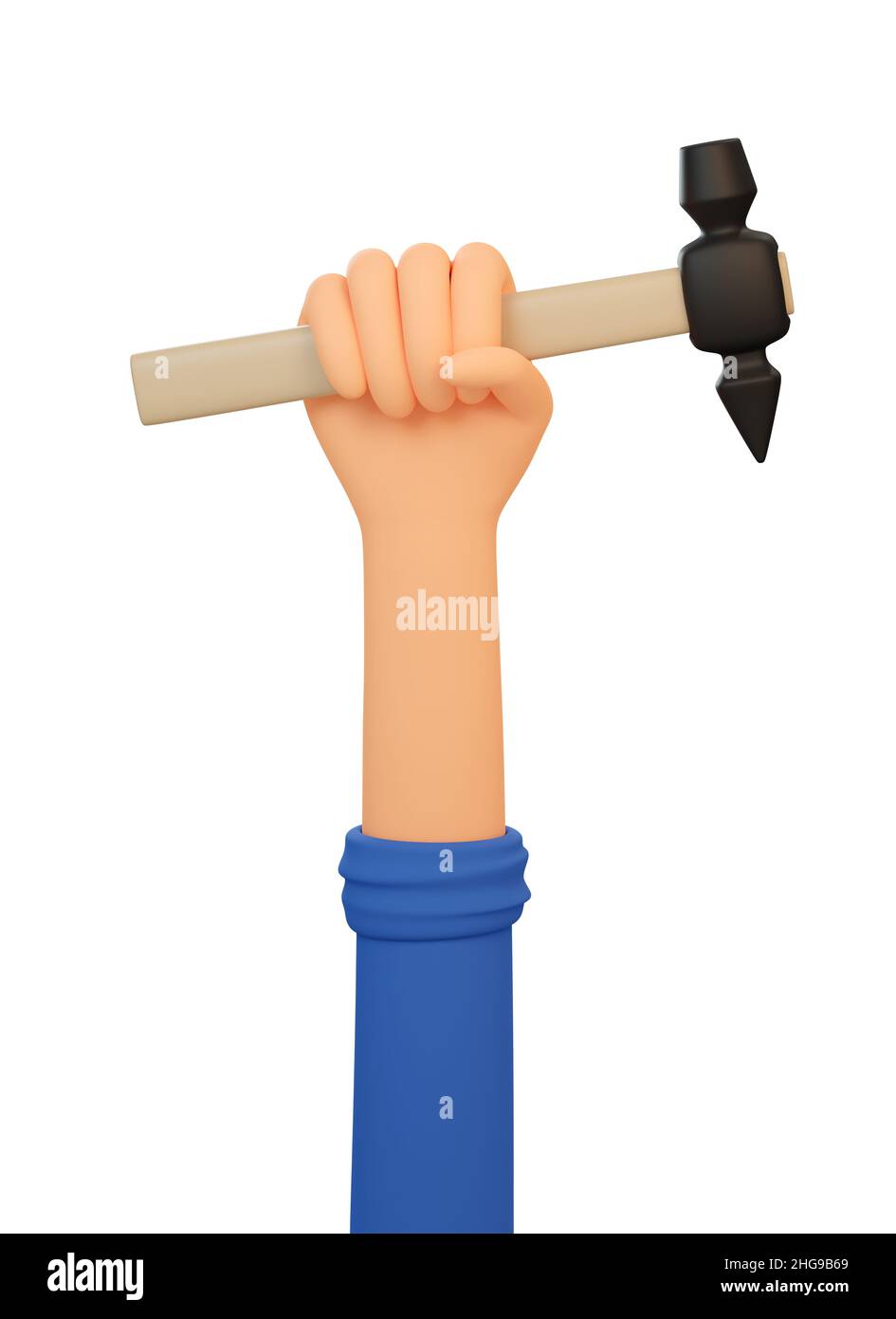 3d main d'opérateur tient le marteau Banque D'Images